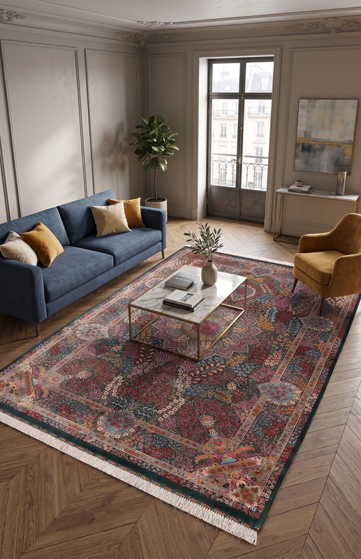 Qom Silk HajjHosseini Carpet 205x138