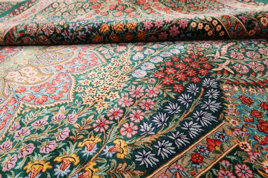 Qom Silk HajjHosseini Carpet 205x138