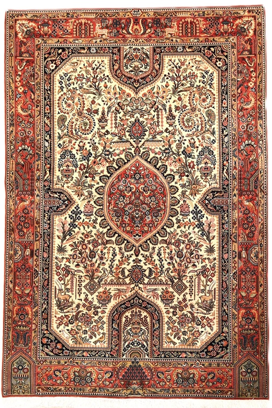 Antique Qum Jamshide Carpet  208x140