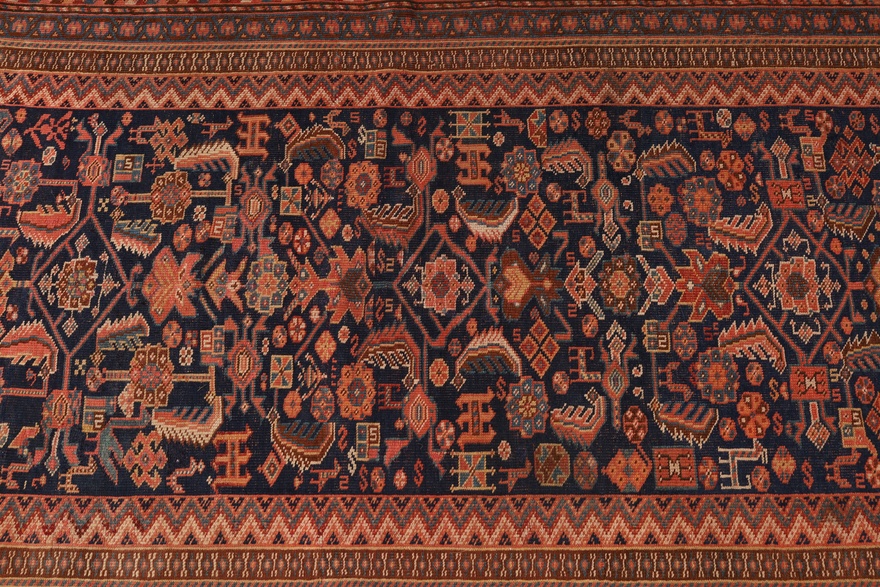 Antique Ghashghai Carpet  216x107