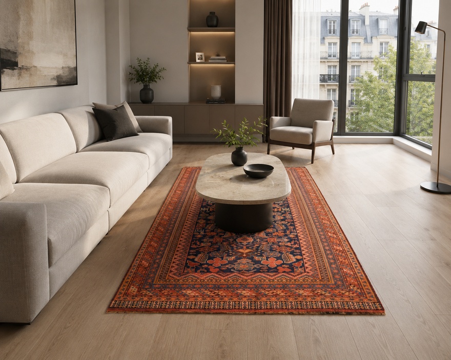 Antique Ghashghai Carpet  216x107