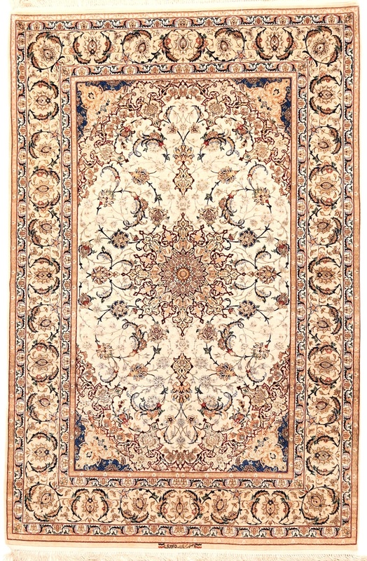 Isfahan Signed Davari Silk Warp Carpet 227x150